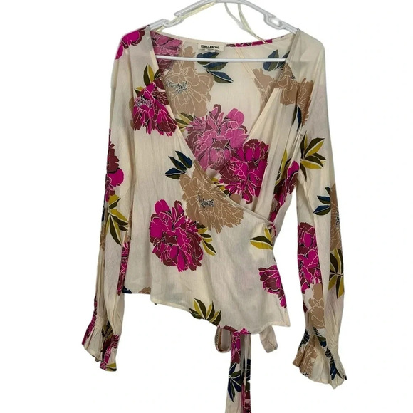 Billabong Women’s M Daisy Wrap Long Sleeve Surplice Top - Picture 1 of 12